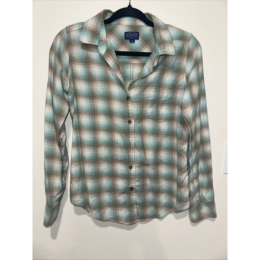 Pendleton Boyfriend Double-Brushed Flannel Long Sleeve Size‎ M Women's Button Up